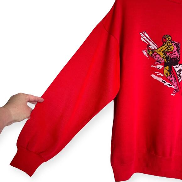 Vintage Red Isola 2000 French Ski Resort Crew Neck Sweatshirt Men's Size M - Picture 5 of 9